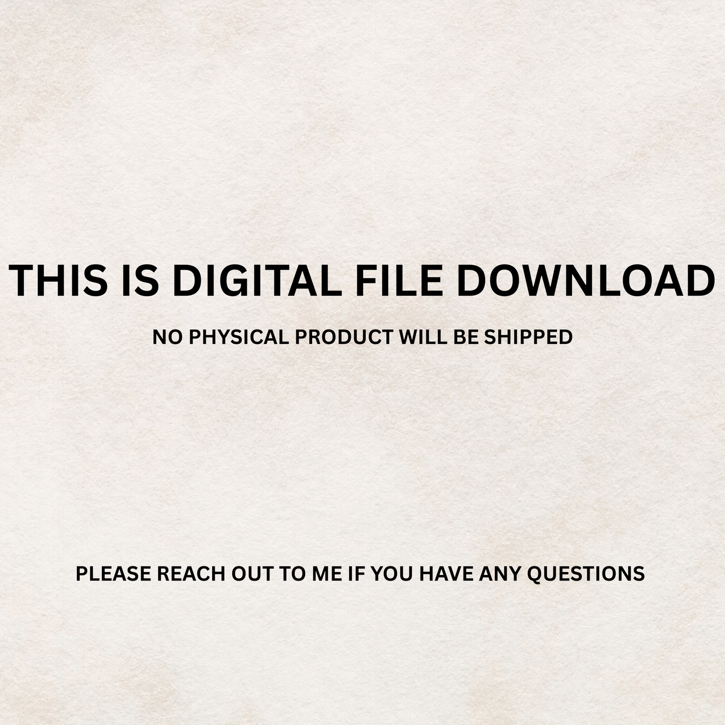 Text on a beige background indicating digital file download with no physical product shipped.
