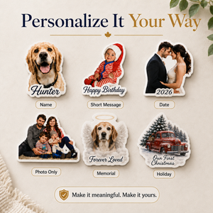 Custom die-cut family photo magnet made in Canada