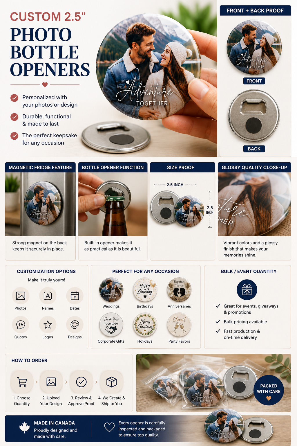 Custom Magnetic Bottle Openers Canada | Personalized 2.5 Inch Bottle Openers
