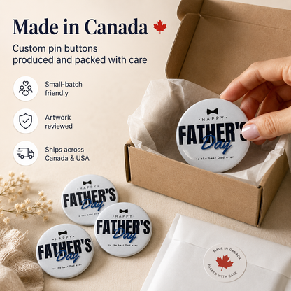 Custom Pin Buttons Canada | Personalized 2.5 Inch Photo Pins