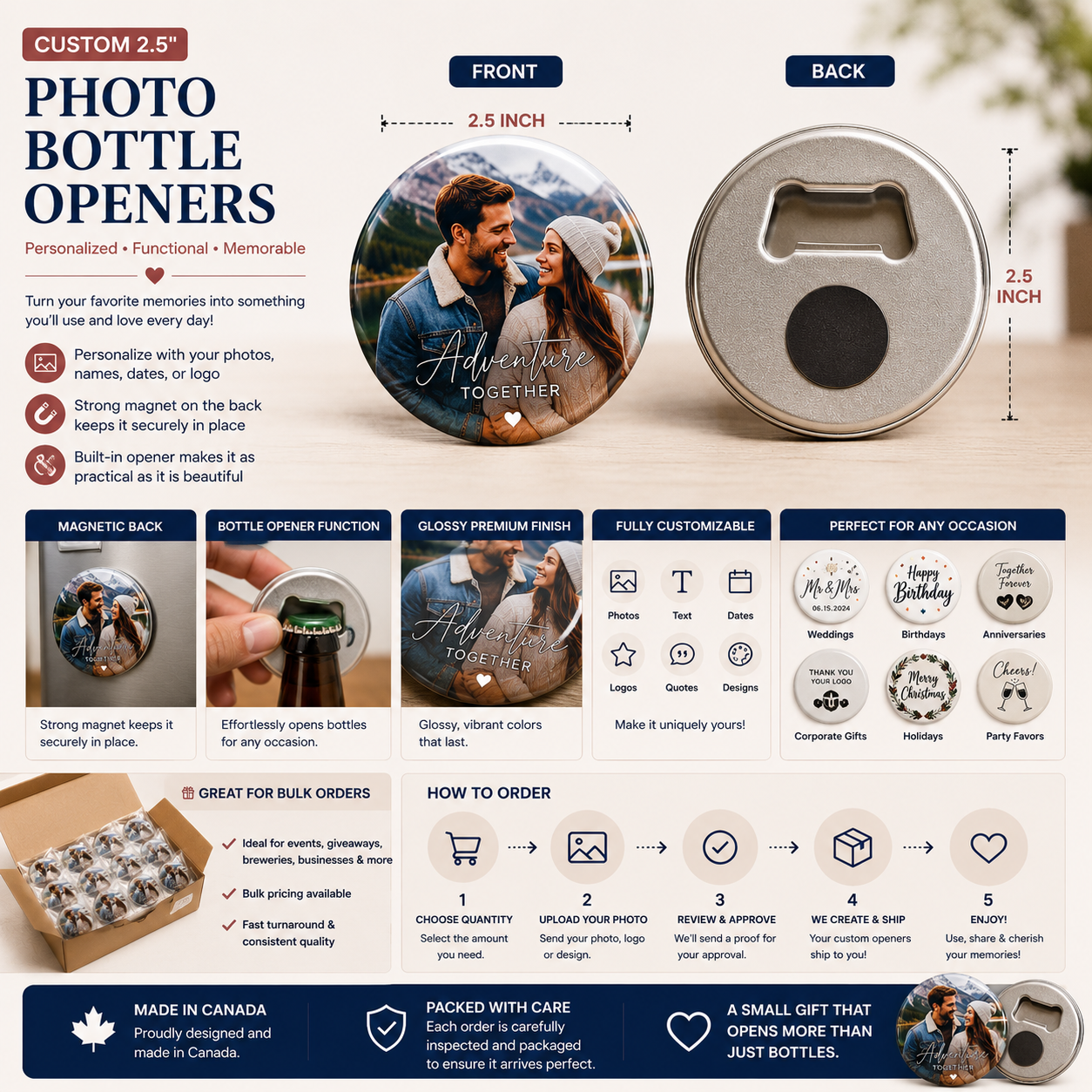 Custom Magnetic Bottle Openers Canada | Personalized 2.5 Inch Bottle Openers