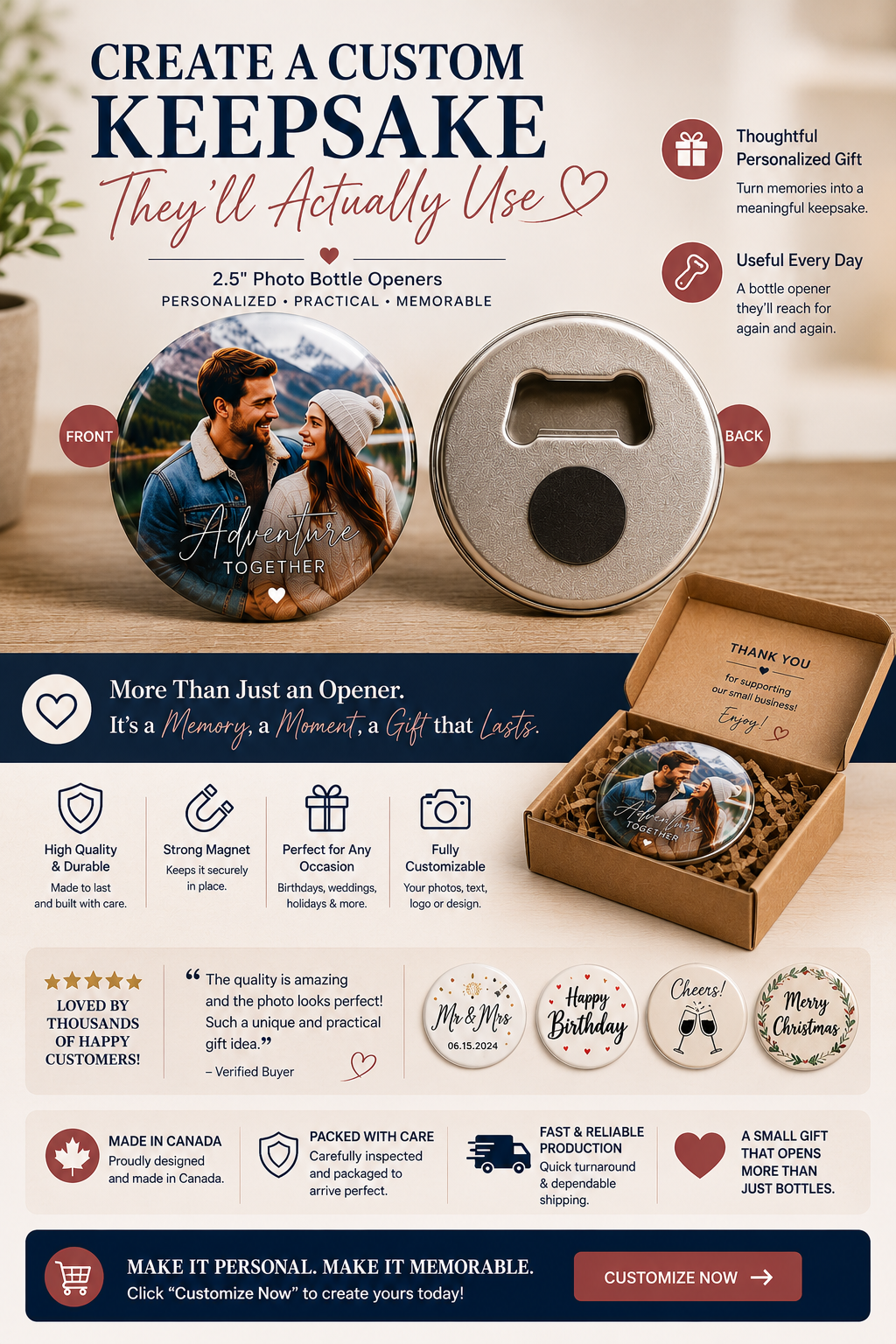 Custom Magnetic Bottle Openers Canada | Personalized 2.5 Inch Bottle Openers