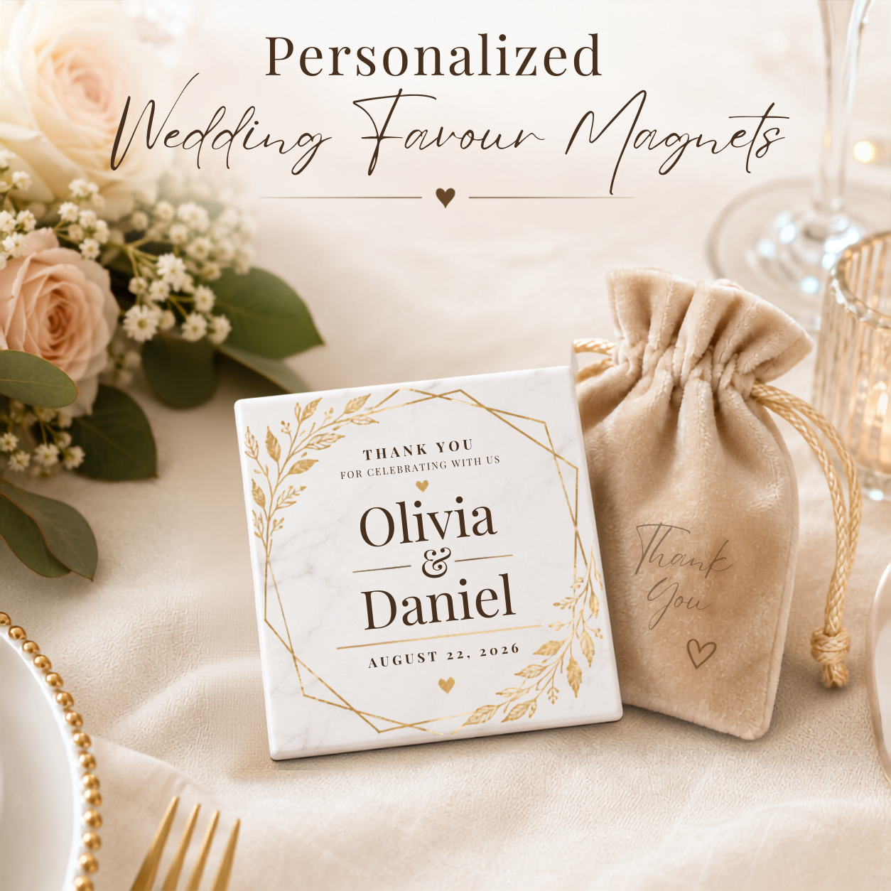 Personalized Wedding Favour Magnets | Custom 2x2 Photo Magnets