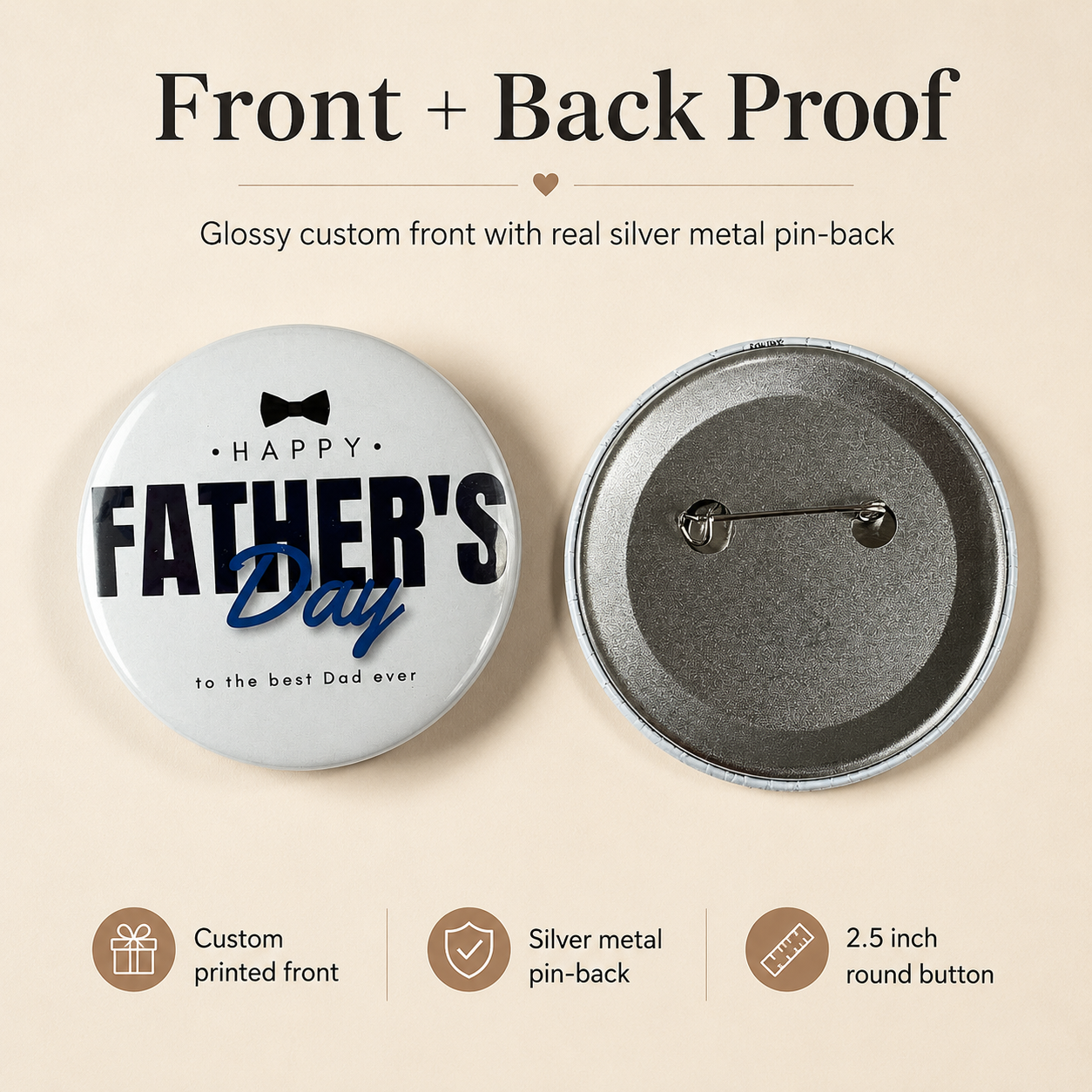 Custom Pin Buttons Canada | Personalized 2.5 Inch Photo Pins