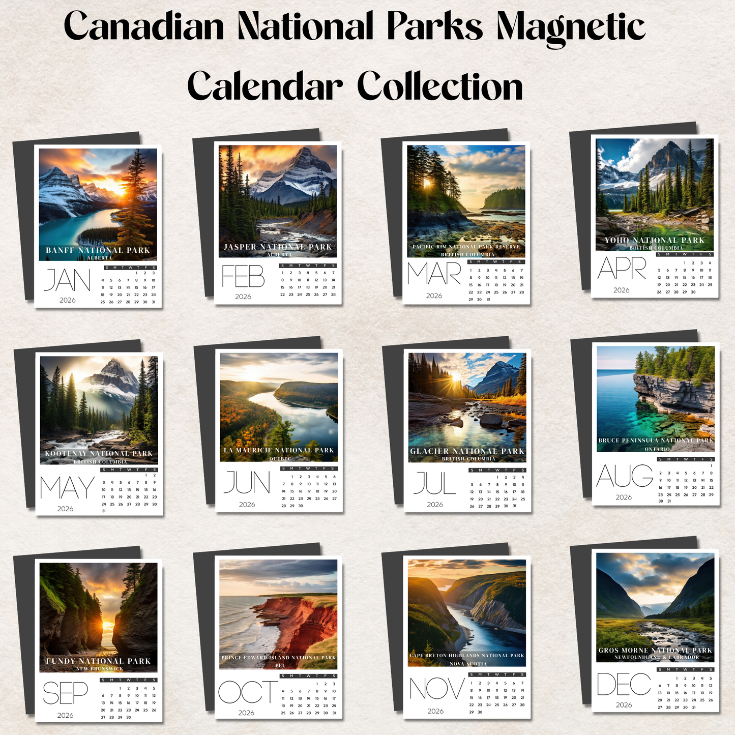 2026 Magnetic Calendar Canada | Fridge Calendar Magnet