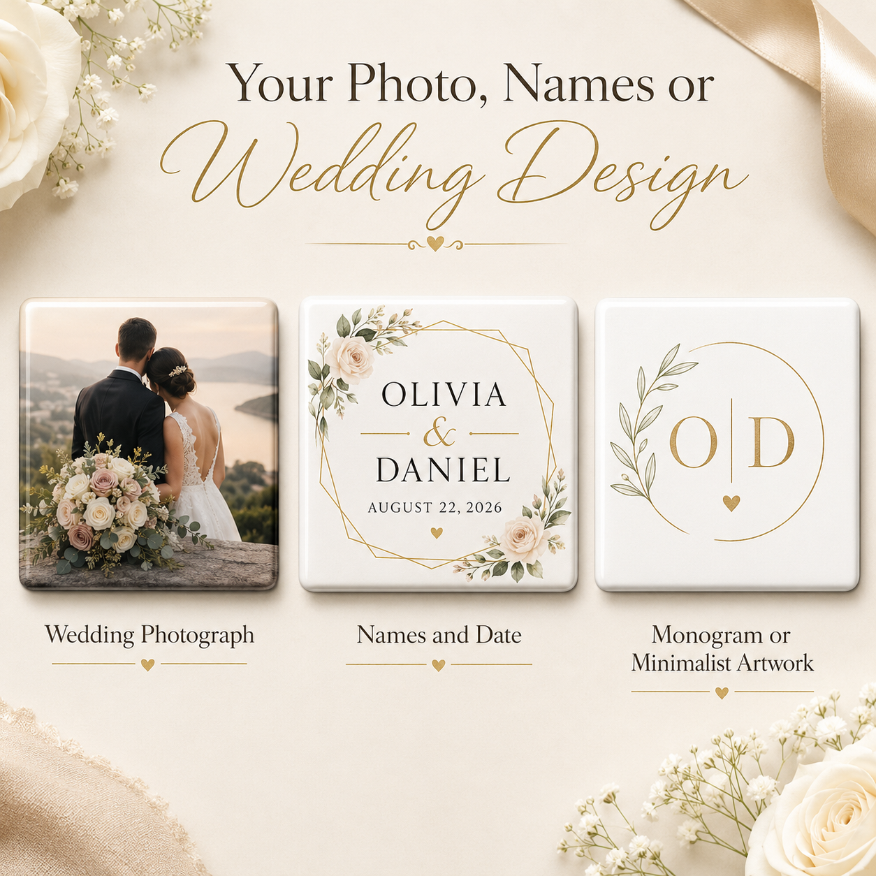 Personalized Wedding Favour Magnets | Custom 2x2 Photo Magnets