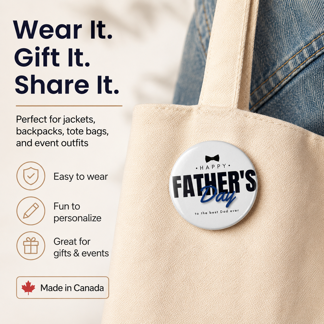 Custom Pin Buttons Canada | Personalized 2.5 Inch Photo Pins