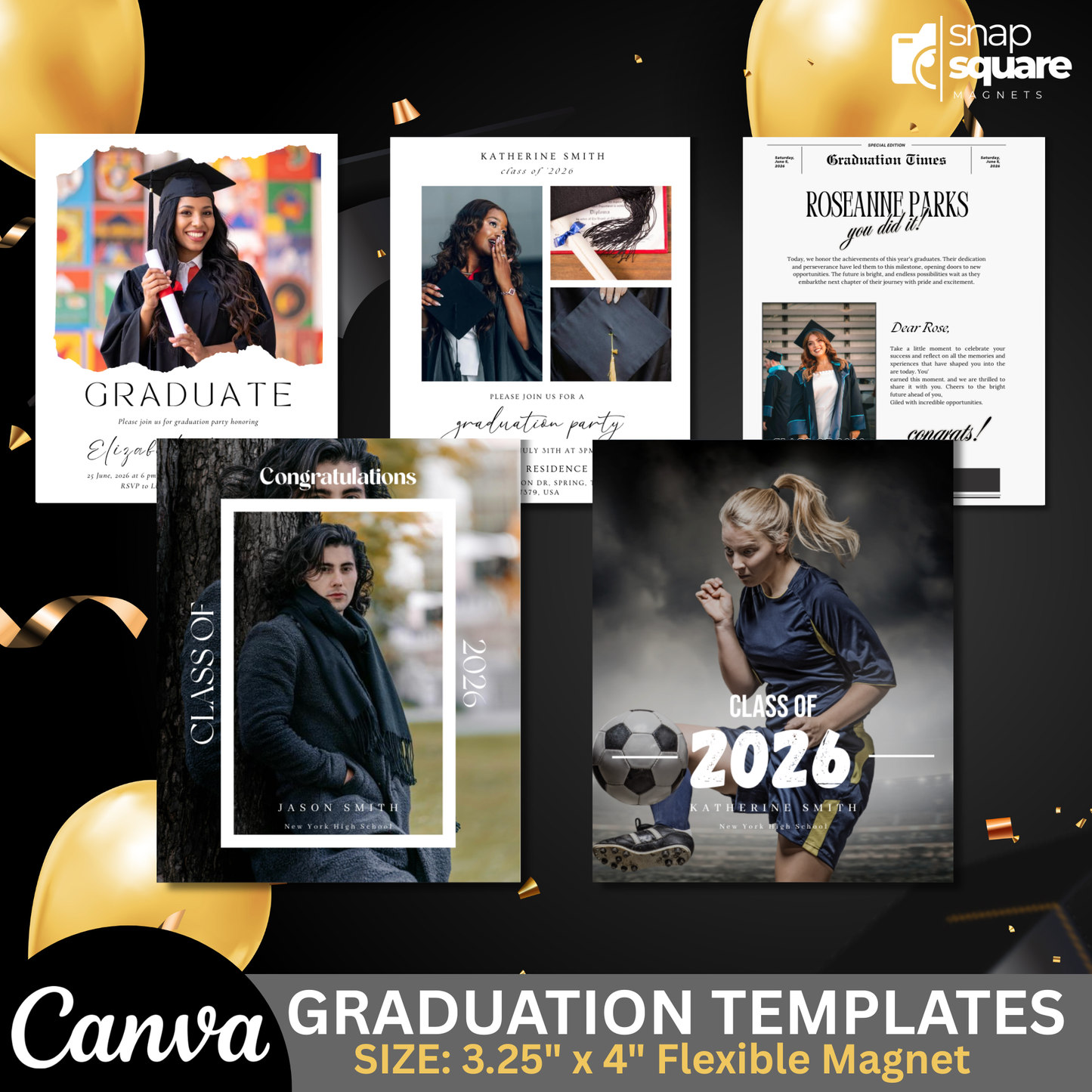 Graduation Canva Magnet Template 2026 | Editable Photo Magnet Design for Flexible Magnets