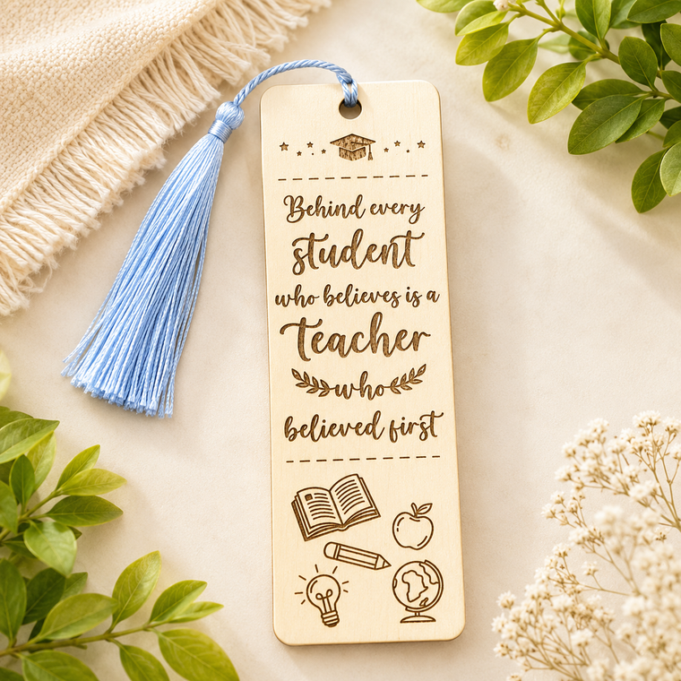 Behind Every Student -  Teacher Wooden Bookmark