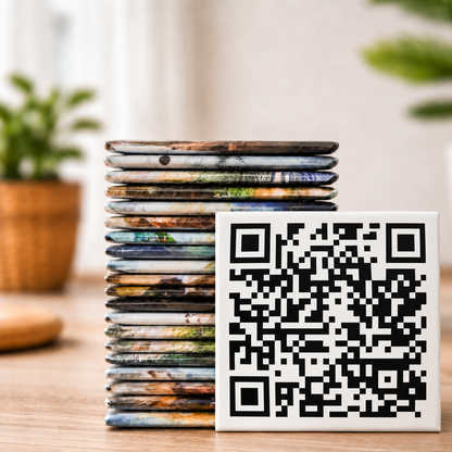 QR Custom Photo Magnet on a table