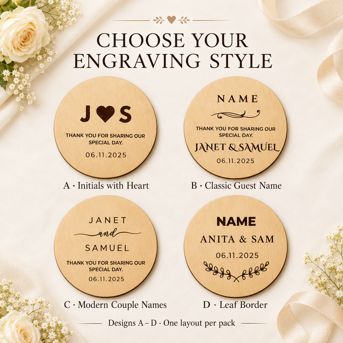 Personalized Wooden Wedding Coasters – Engraved Maple Wood Favours