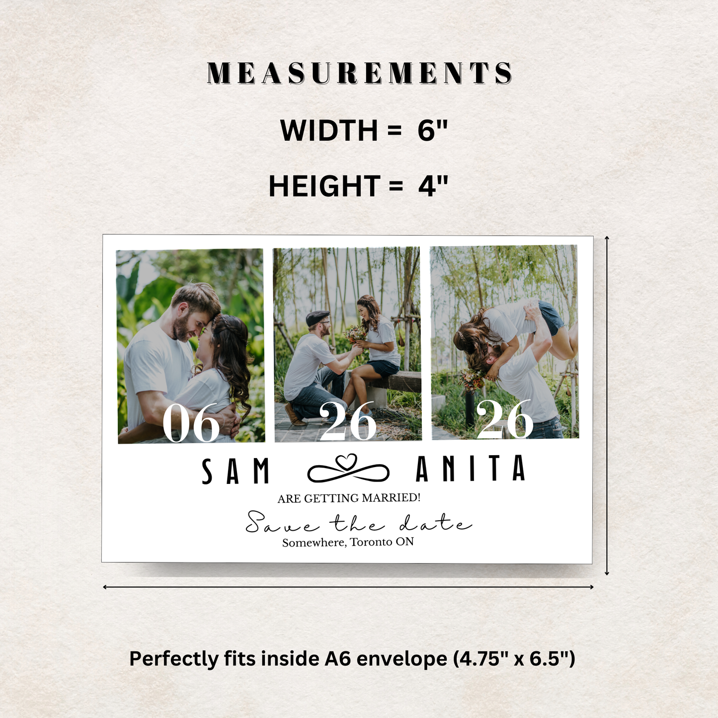 Save the date canva design template with measurements for Photo magnets