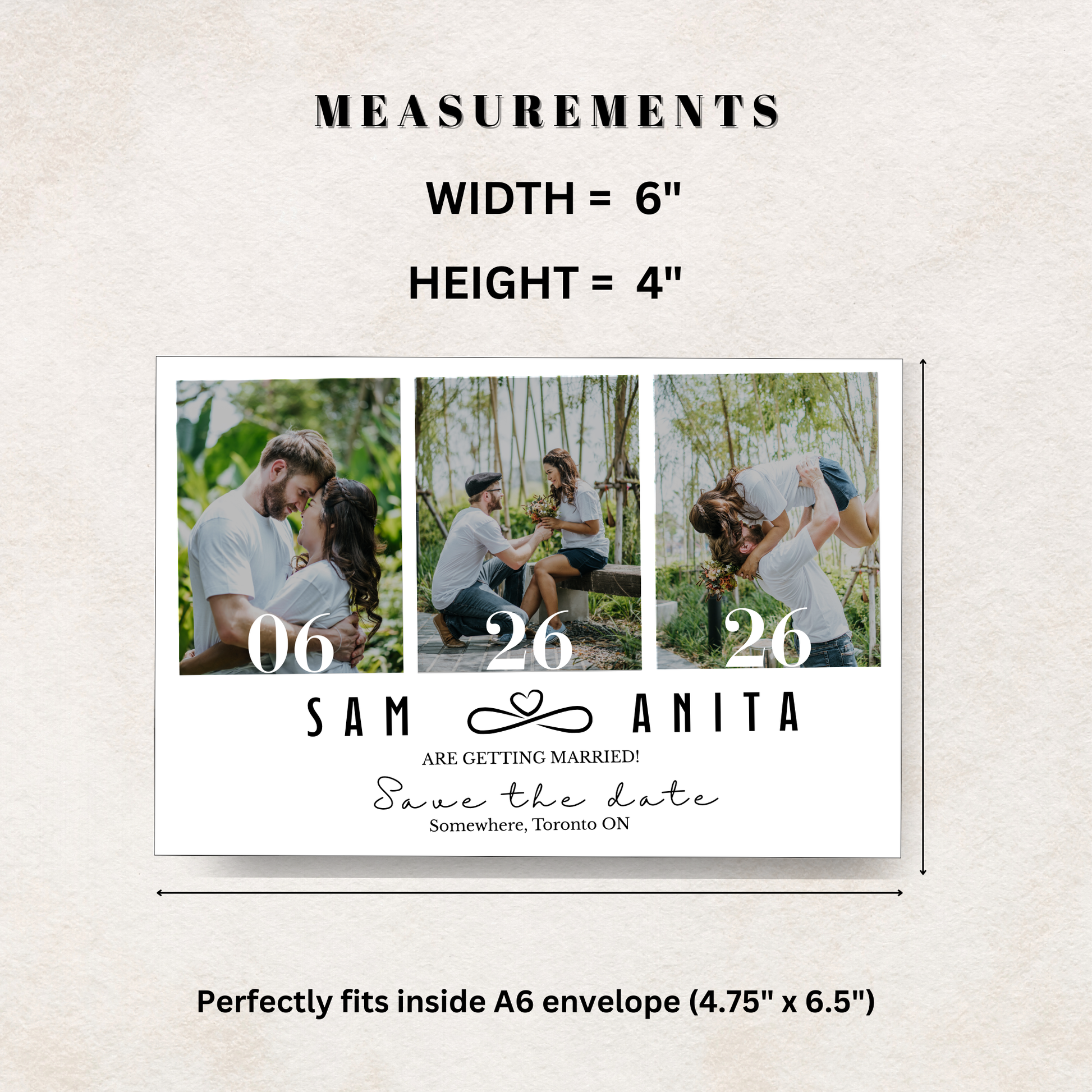 Save the date canva design template with measurements for Photo magnets