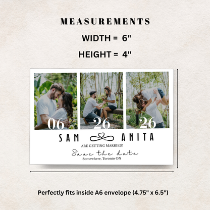 Save the date canva design template with measurements for Photo magnets