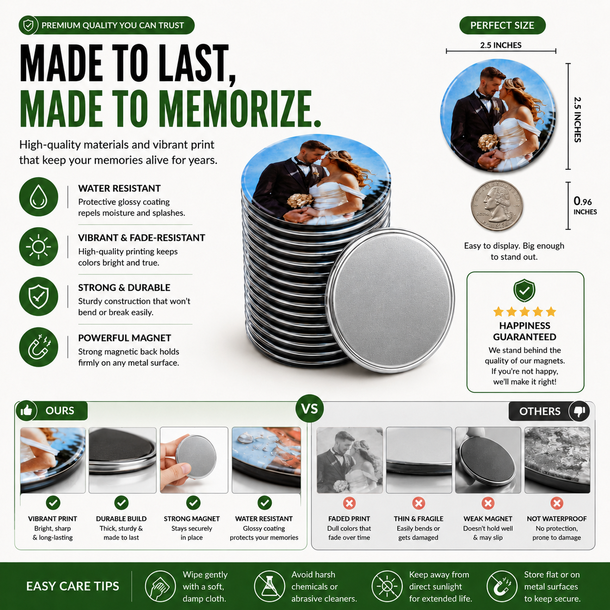 Custom Round Photo Magnets Canada | 2.5 Inch Personalized Fridge Magnets