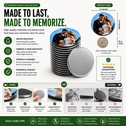Custom Round Photo Magnets Canada | 2.5 Inch Personalized Fridge Magnets