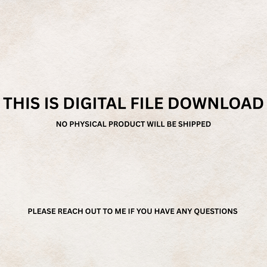 Text on a beige background indicating digital file download with no physical product shipped.