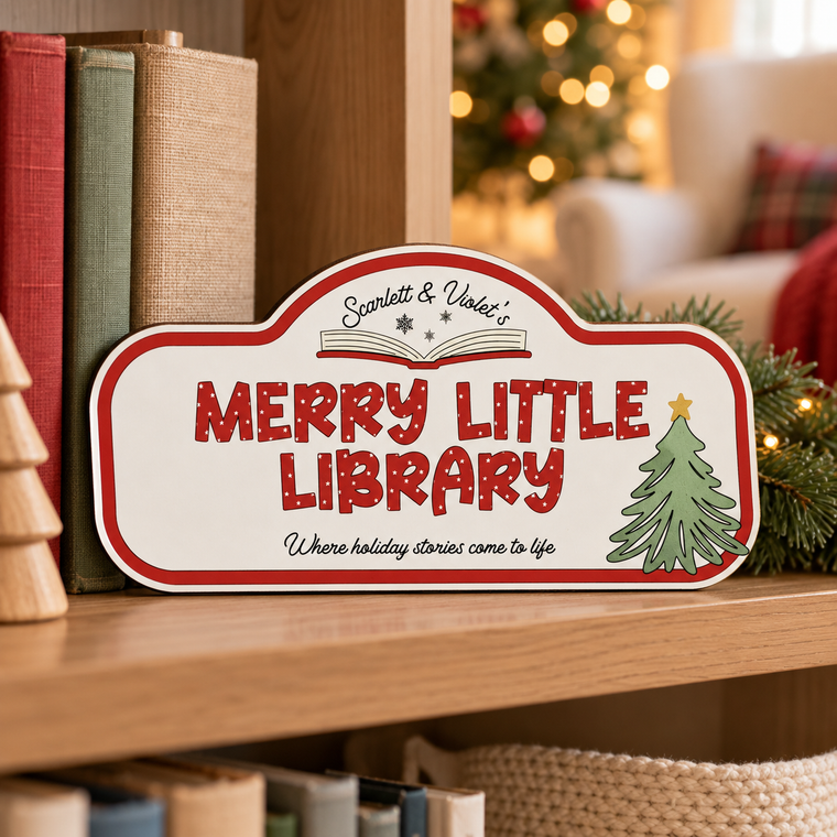 Personalized Christmas Reading Nook Sign – Merry Little Library
