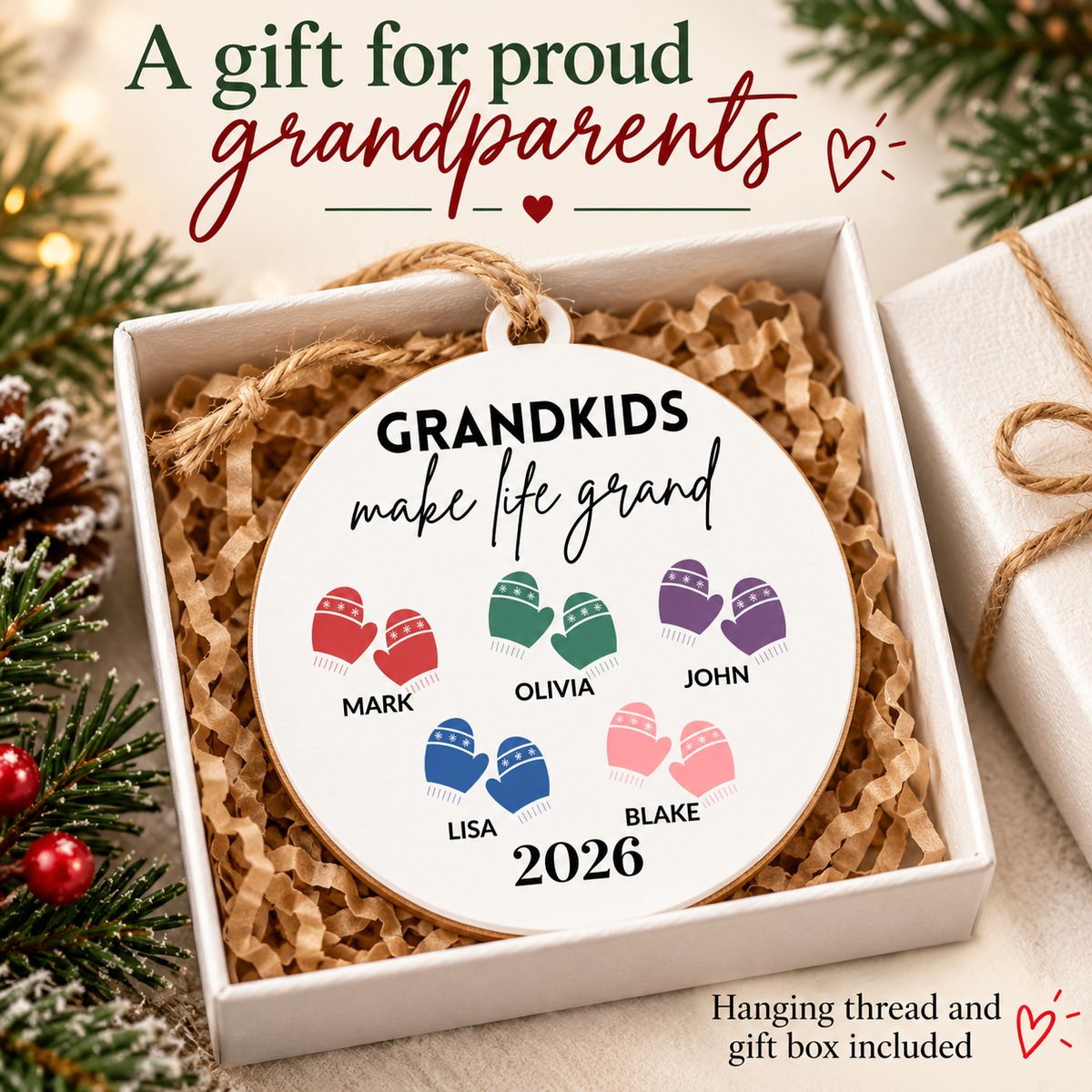 Grandchildren Names Christmas Ornament – Grandkids Make Life Grand