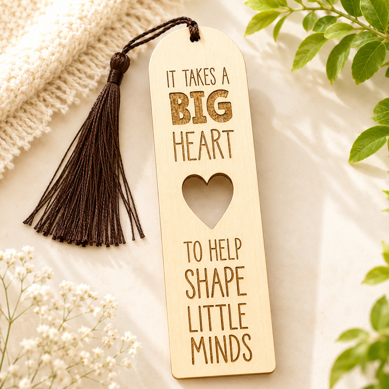 It Takes a Big Heart -  Teacher Wooden Bookmark