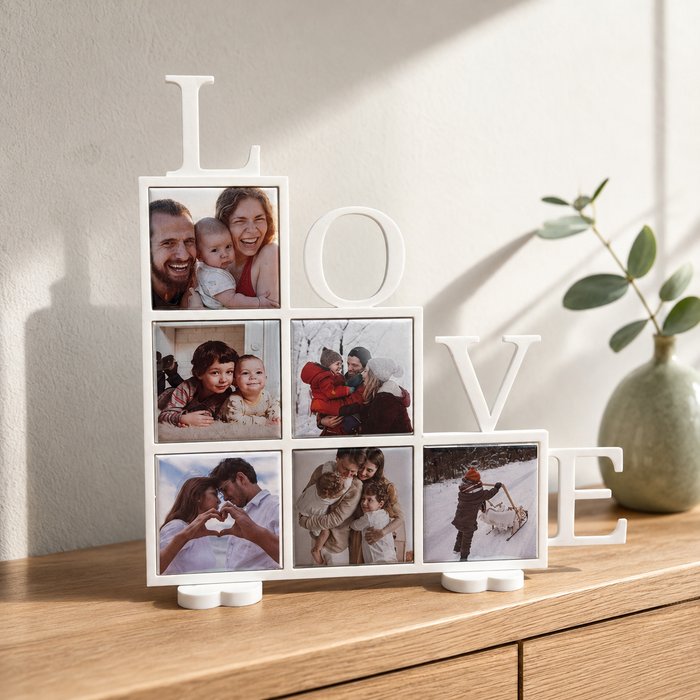 LOVE Photo Magnet Frame – Personalized 6-Photo Display for 2x2 Magnets