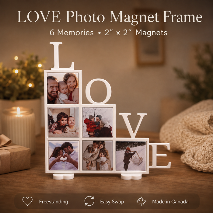 LOVE Photo Magnet Frame – Personalized 6-Photo Display for 2x2 Magnets