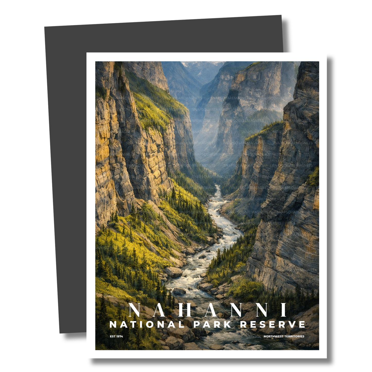 Magnet of Nahanni National Park Reserve with a river and cliffs.