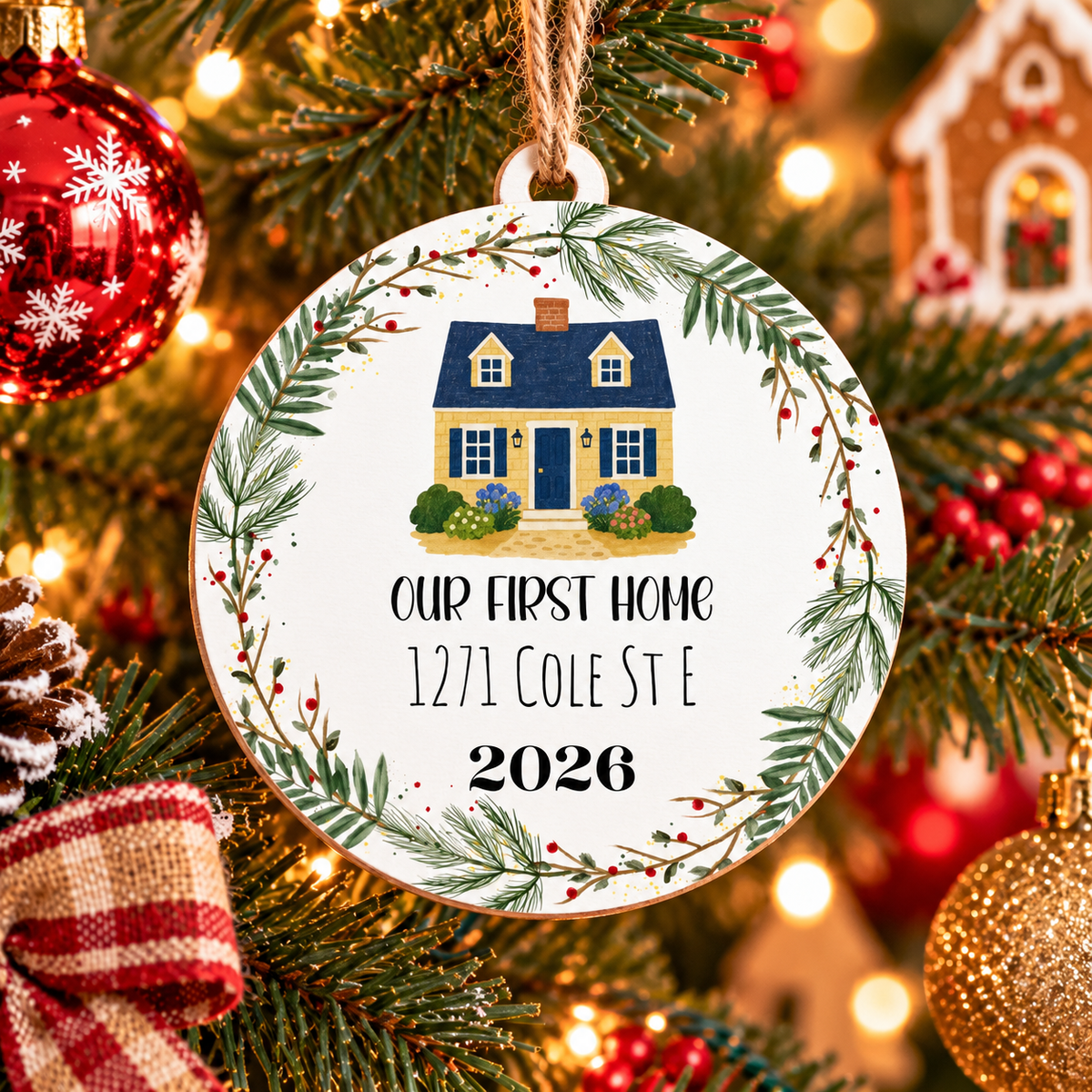 Our First Home Christmas Ornament – Personalized Address & Year