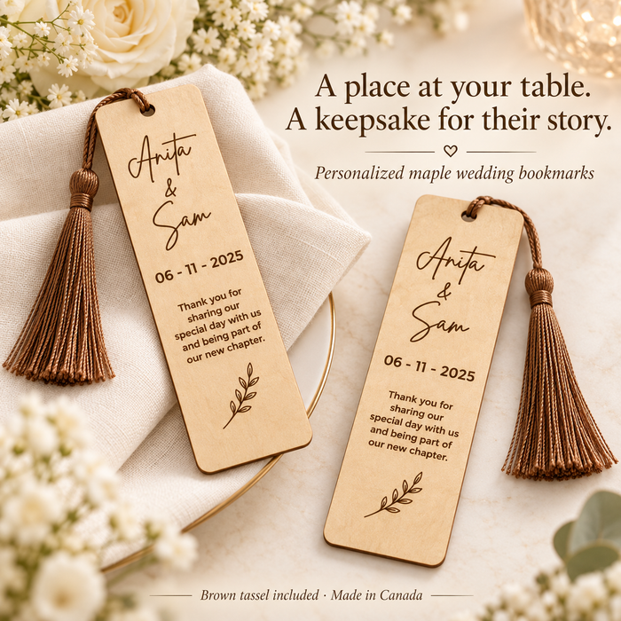 Personalized Engraved Maple Wood Wedding Bookmark Favours