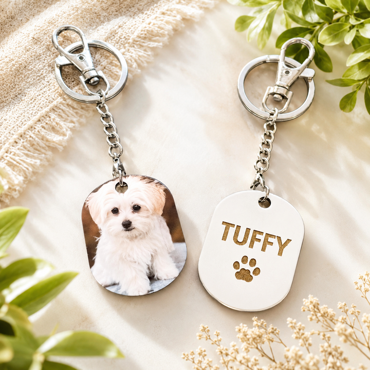 Pet Portrait Photo Keychain