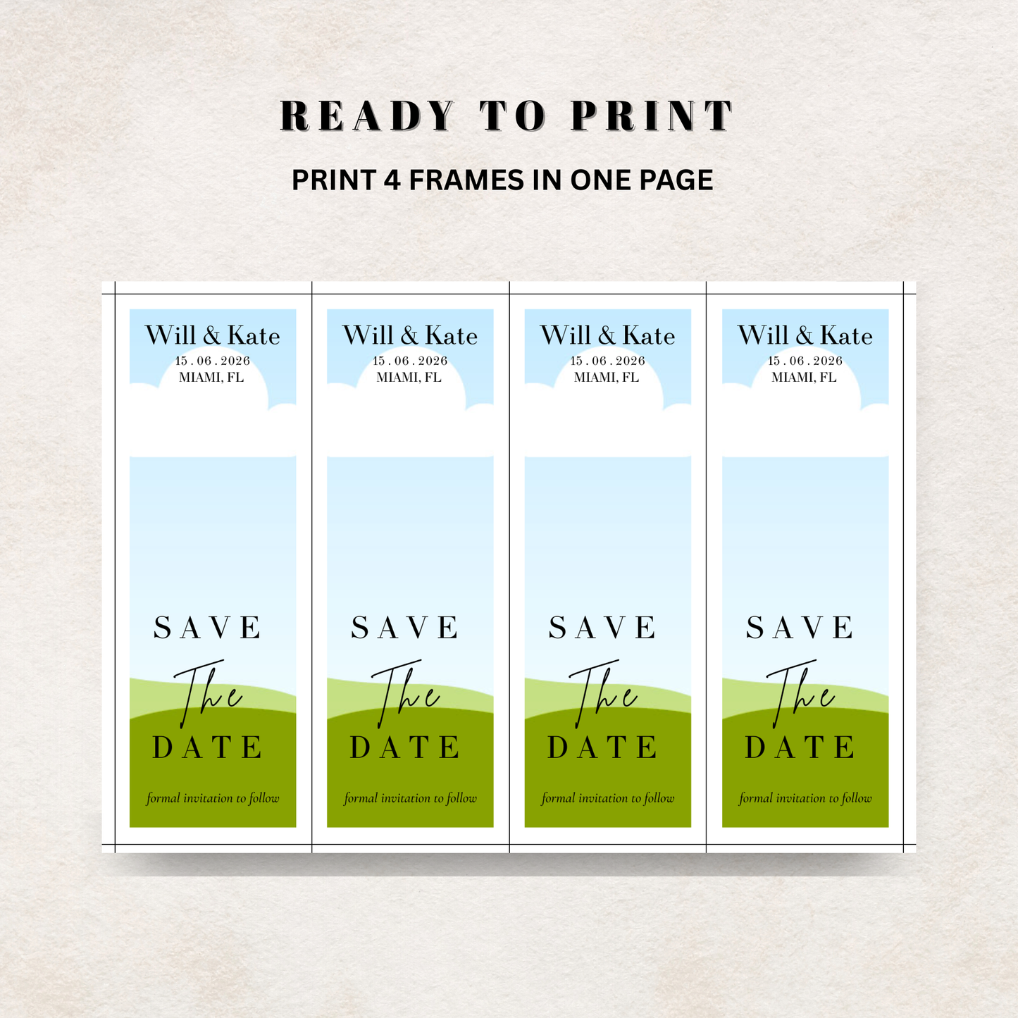 Canva Design Template Set of 4 'Save the Date' photo magnets 