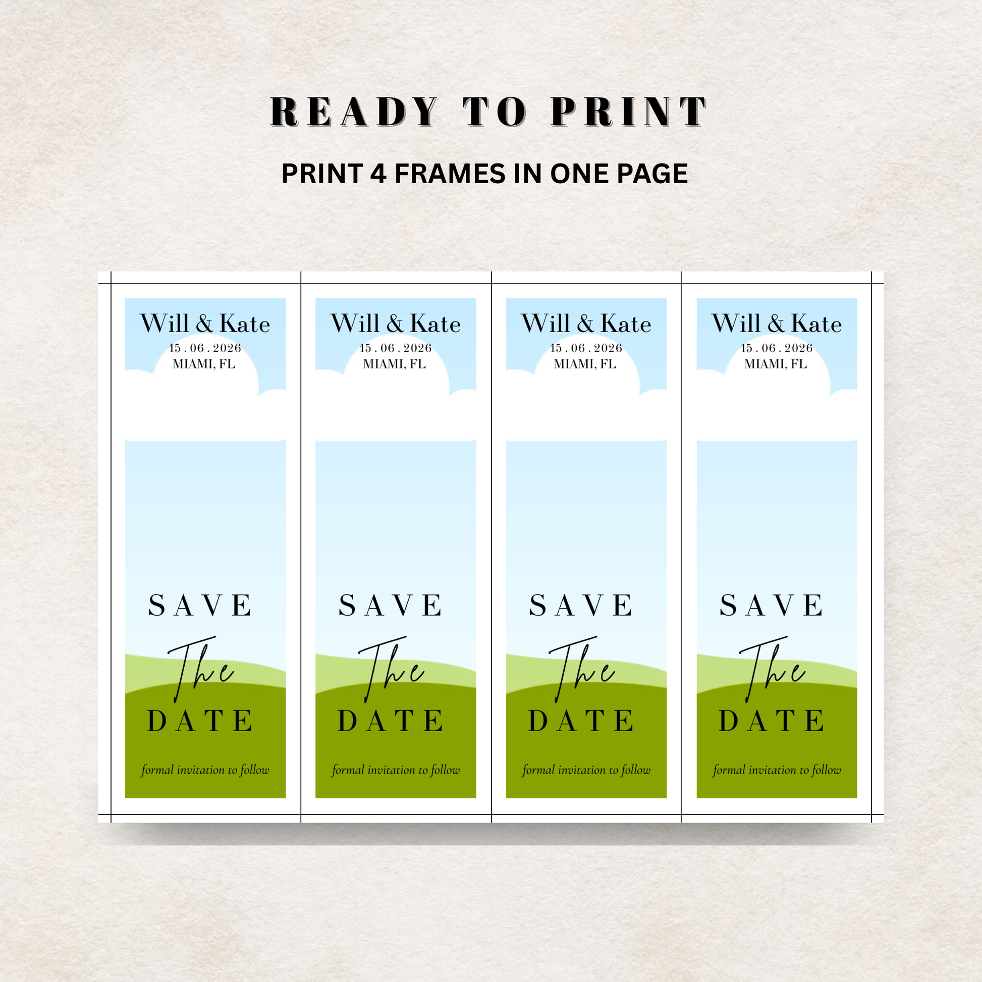 Canva Design Template Set of 4 'Save the Date' photo magnets 