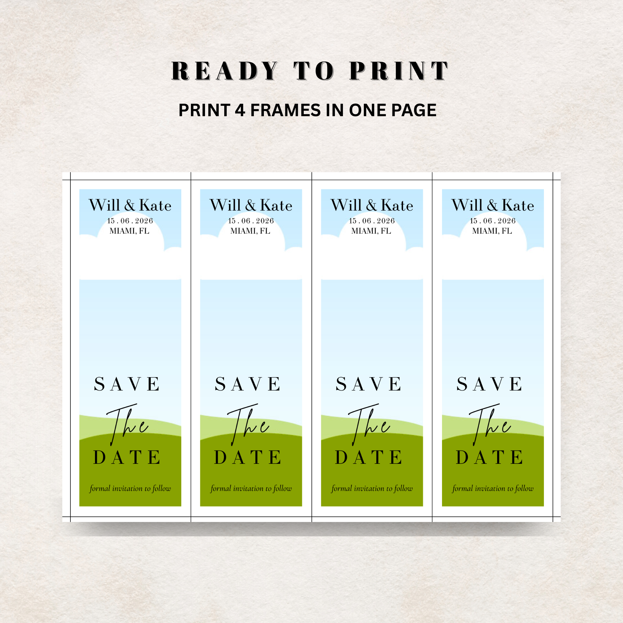Canva Design Template Set of 4 'Save the Date' photo magnets 