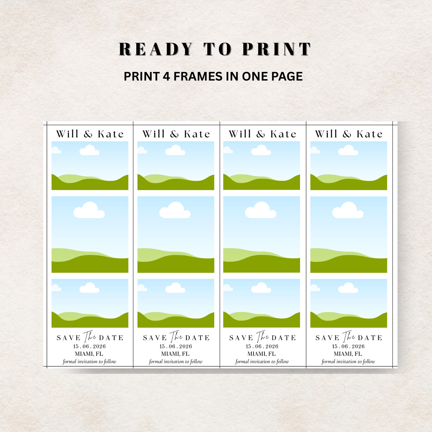 Set of 'Save the Date' canva template for photo magnets 