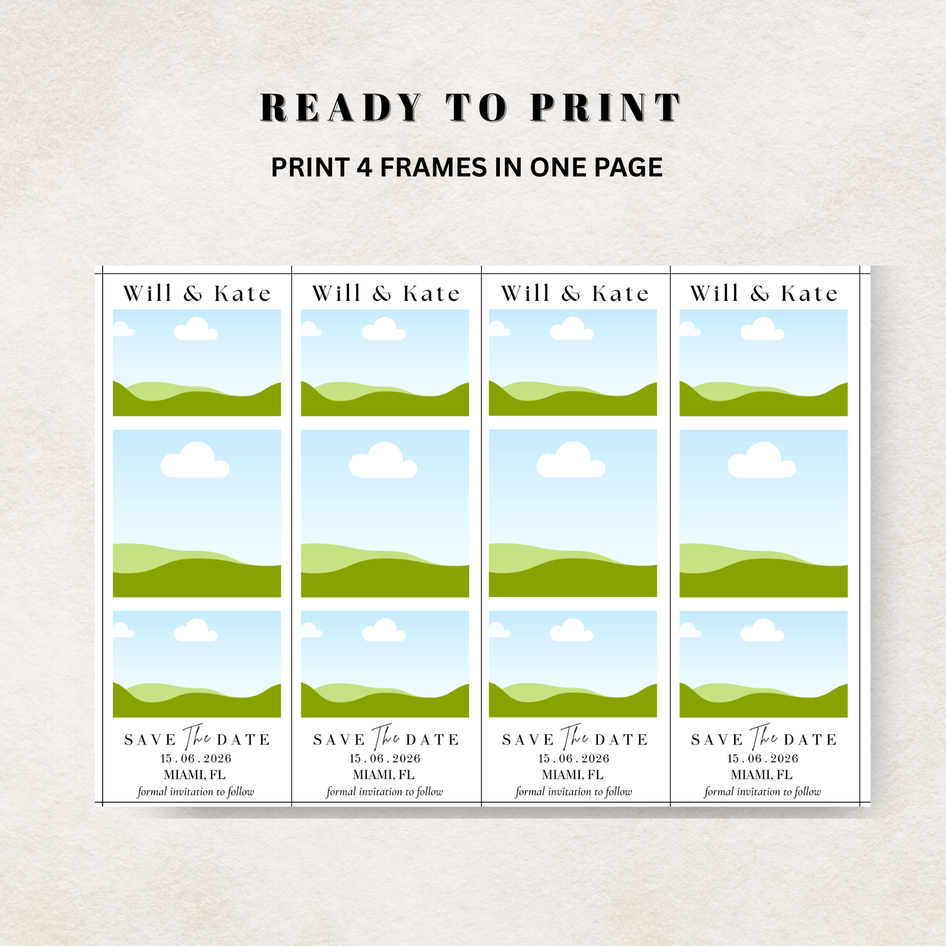 Set of 'Save the Date' canva template for photo magnets 