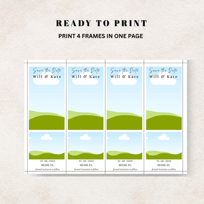 Set of four 'Save the Date' canva template for photo magnets