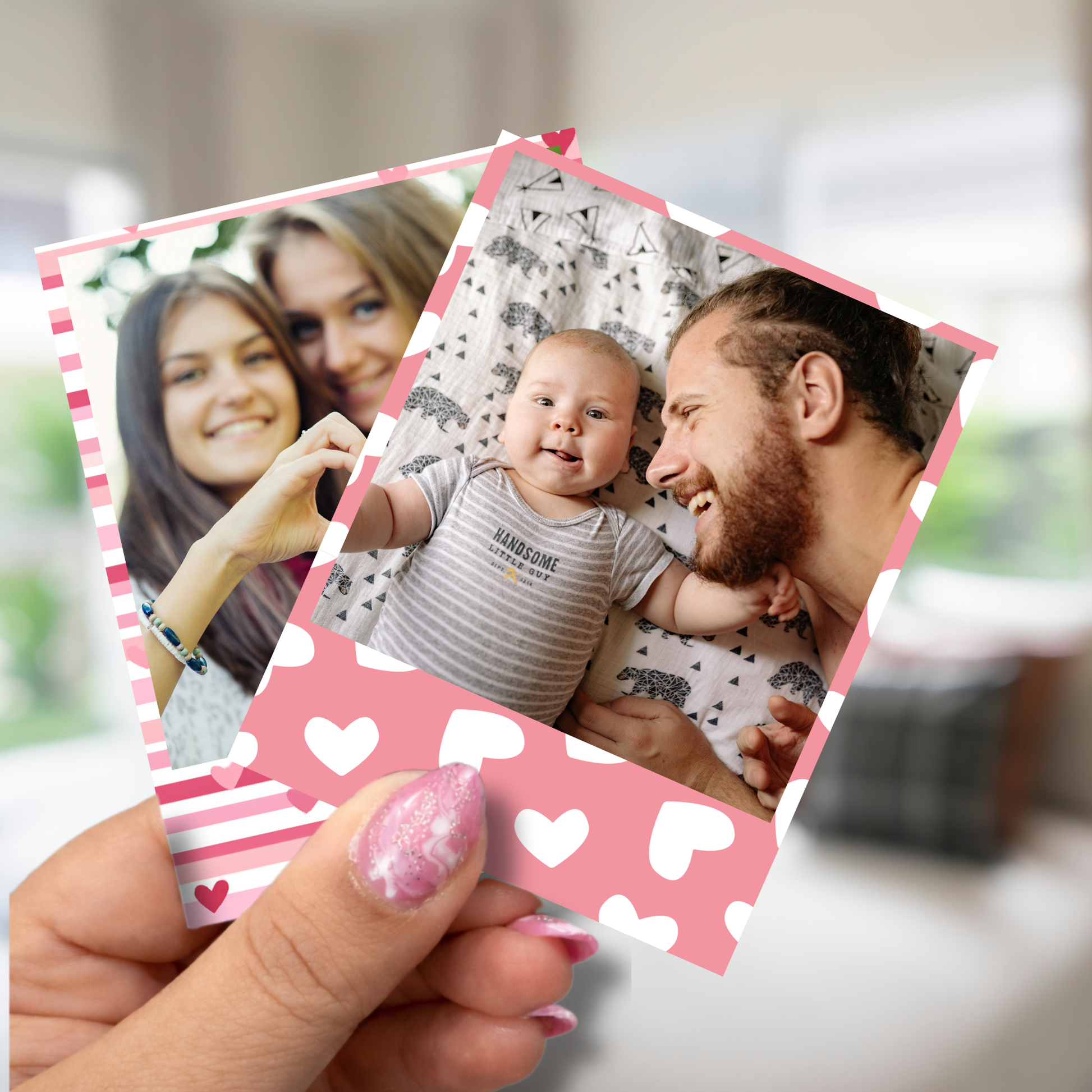 Heart print polaroid photo magnet personalized in Canada