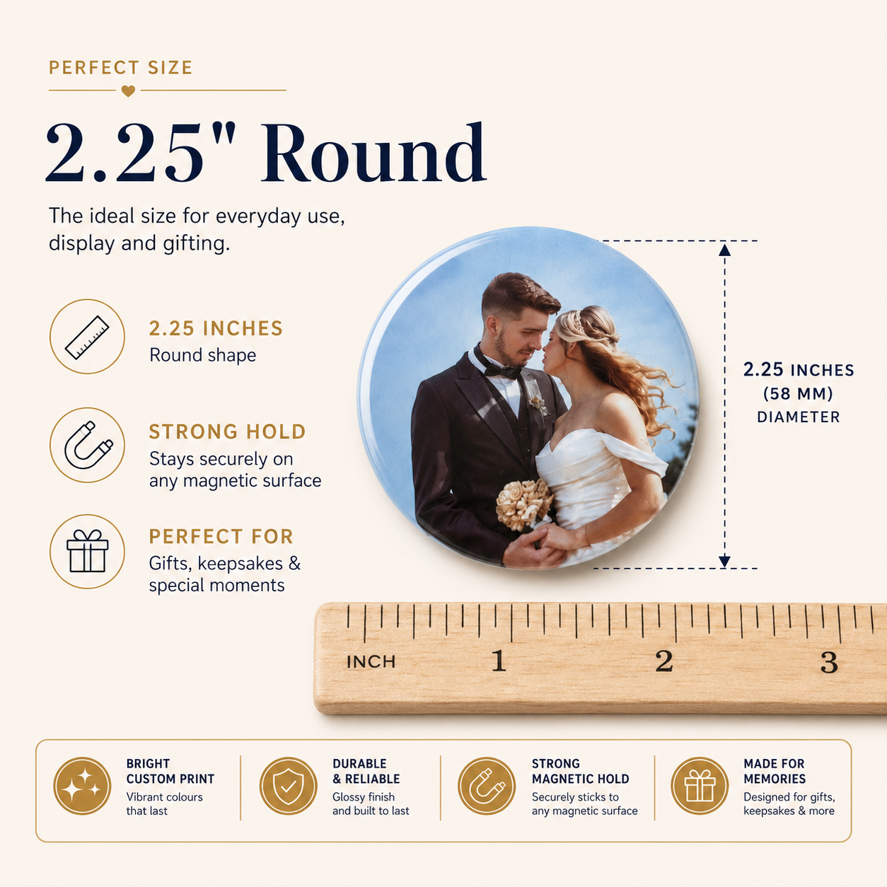 Custom Round Photo Magnets Canada | 2.25 Inch Personalized Fridge Magnets