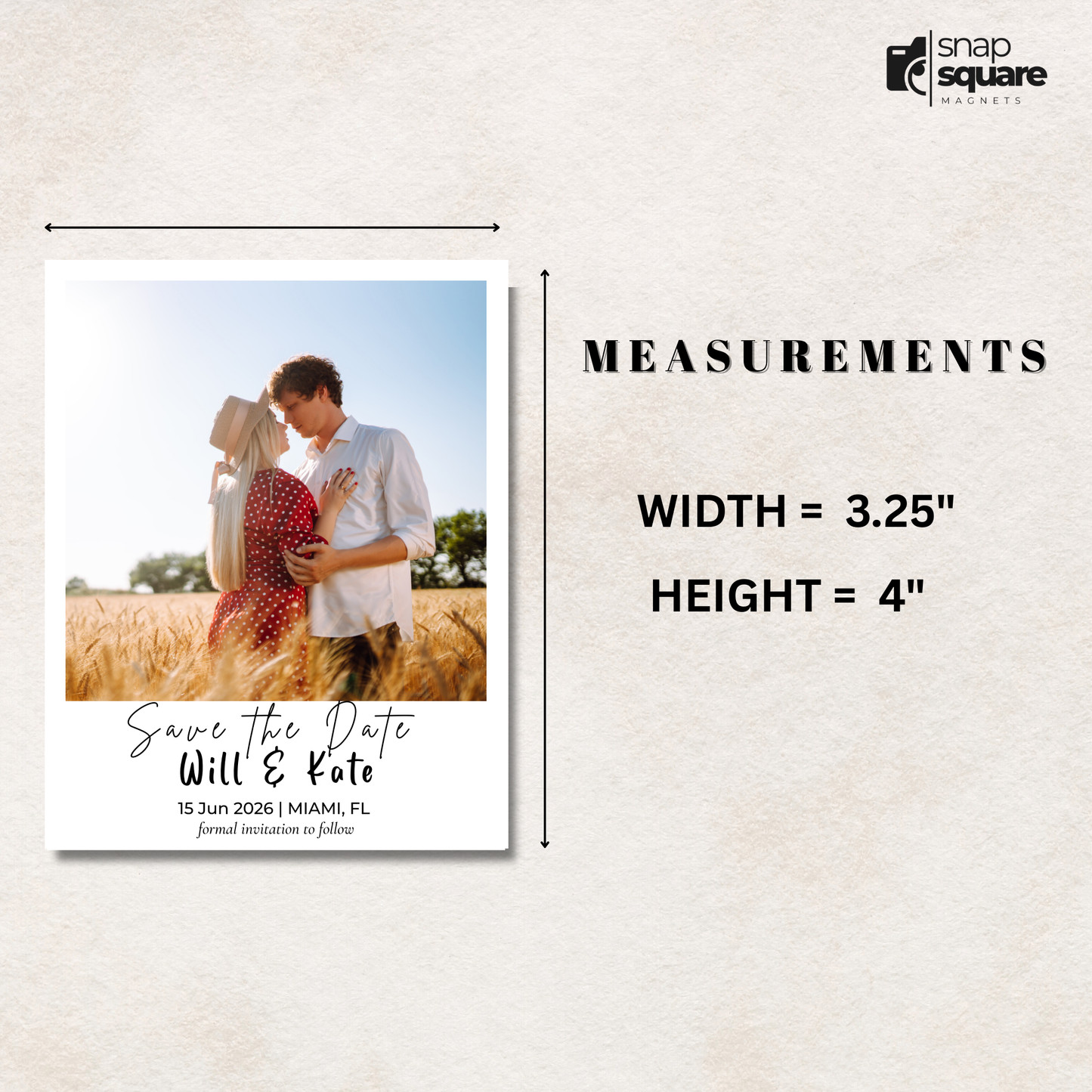 Save the date magnet Canva template with measurements