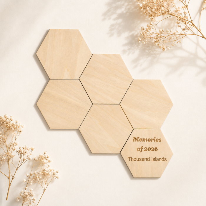 Magnetic Hexagon Shaped Wooden Photo Prints Set of 6