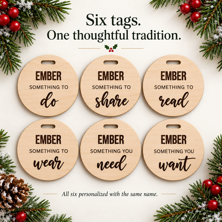 Personalized Wooden Christmas Gift Tags – Set of 6